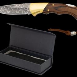 Albainox 18925 Couteau pliant lame Damas 8,5&nbsp;cm avec manche &eacute;b&egrave;ne