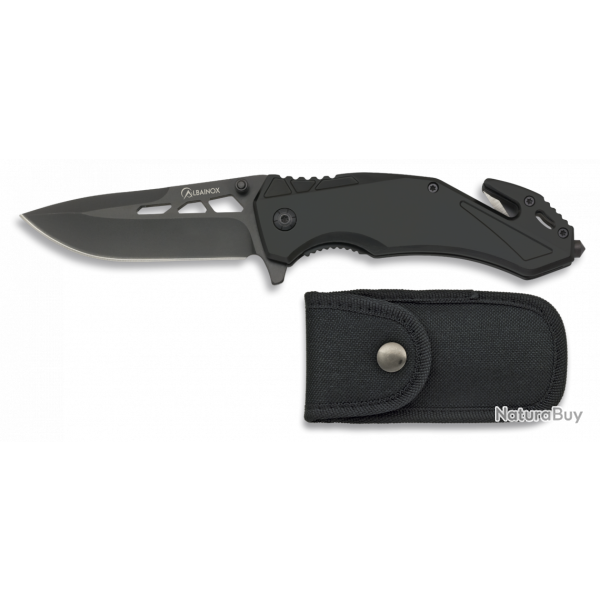 Albainox 19907 Couteau de sauvetage alu noir