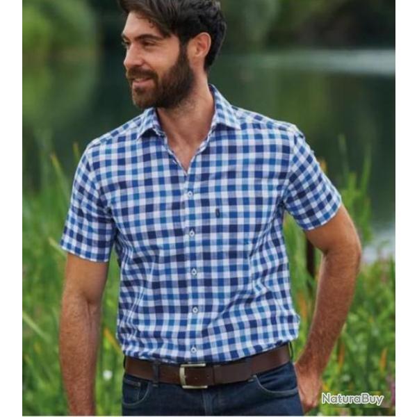 CHEMISETTE � CARREAUX BLEU/BLANC T2XL