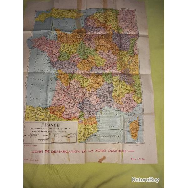 WW2 AFFICHE CARTE DE FRANCE  LIGNE DE DEMARCATION