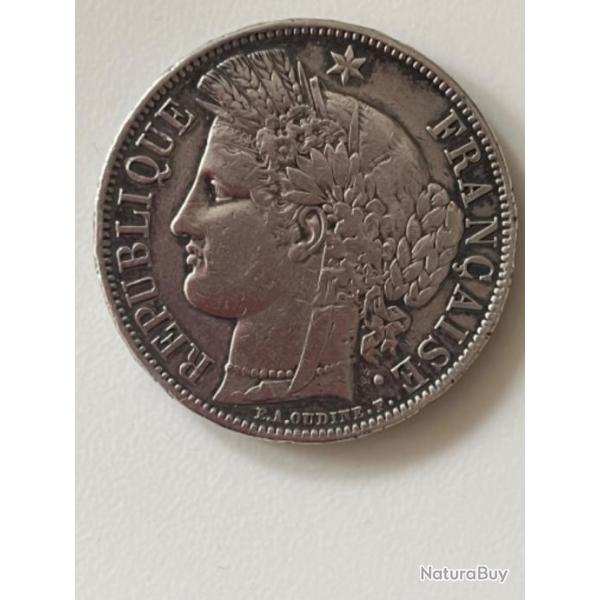 Pi�ce 5 francs C�r�s argent 1851 Dieu prot�ge la France sur la tranche