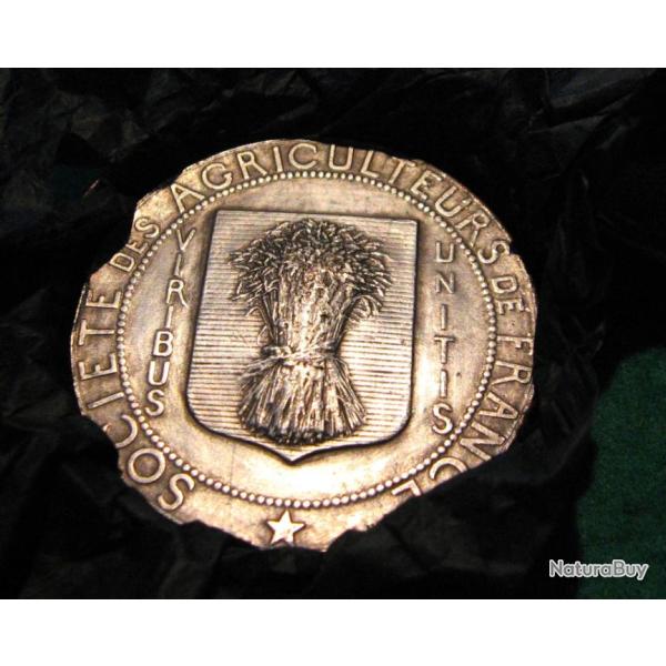 medaille en bronze argent� "societe des agriculteursde france" 59grs diametre 50 mm