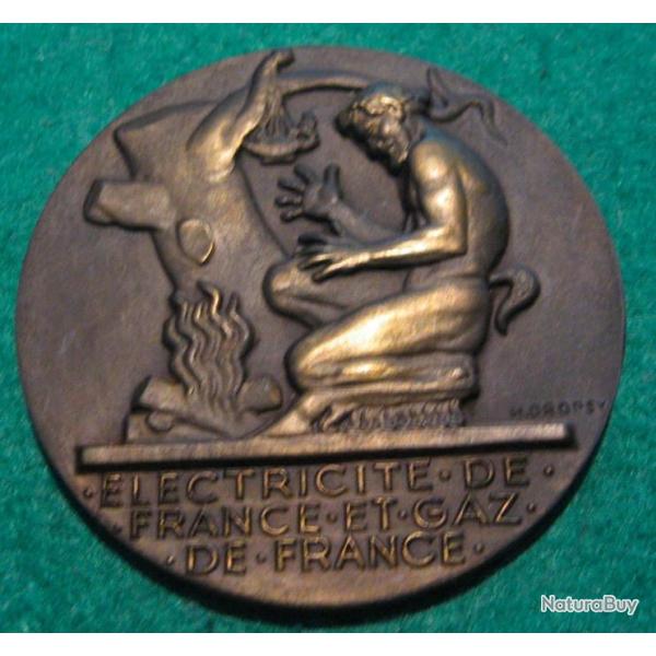 medaille de bronze "electricit� et gaz de France diametre 55mm pds 71 grs