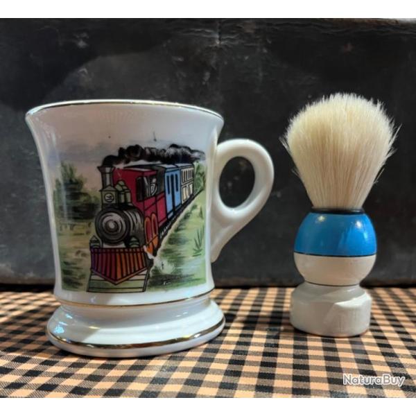 rare ustensile de barber shop, bol a barbe am�ricain, shaving mug introuvable en france