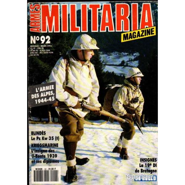 Militaria Magazine 92 insigne des u-boat 1939 , arm�e des alpes 1944-45, 19e di et insignes, skoda