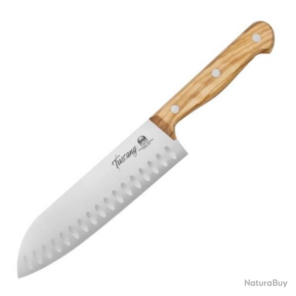 2C.760.18OL Couteau santoku Due Cigni lame 18 cm "Tuscany" bois d'olivier