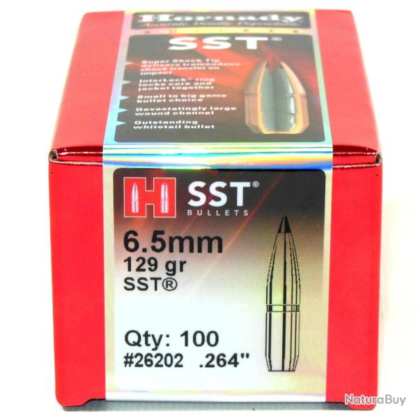 Ogives HORNADY 6,5mm .264 - 129grs SST - 26202 - Boite de 100 unit�s