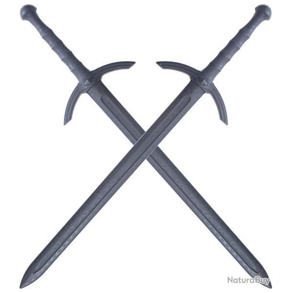 Pack 2 Epees Medievale Tout en Polypropylene Noir 104 cm Epee Entrainement Combat Epee de Frappe Hau