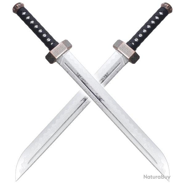 Set 2 Epees Sabre en Polypropylene Argent Entrainement Arts Martiaux Repliksword