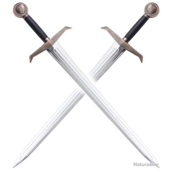 Pack 2 Epees Medievale Chevalier en Polypropylene Argent Epee 1 Main Entrainement Repliksword