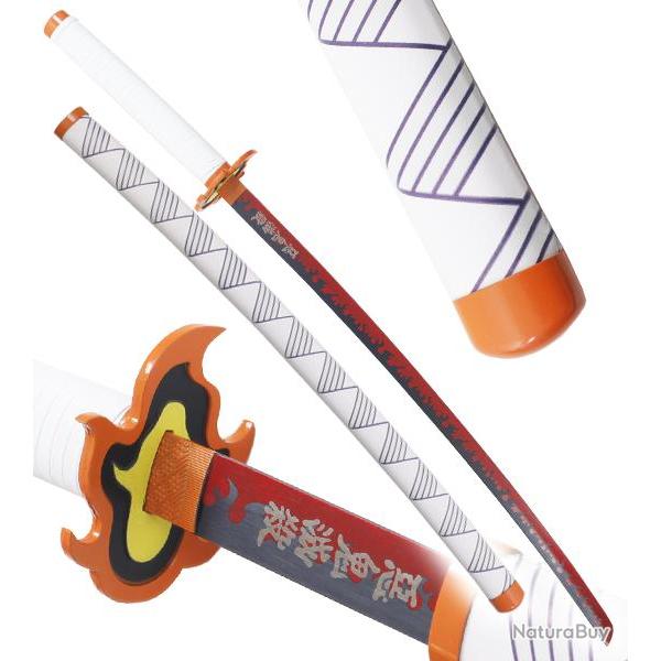 Demon Slayer Katana Kyojuro Rengoku Epee en Acier Kimetsu No Yaiba Sabre Katana Japonais Repliksword
