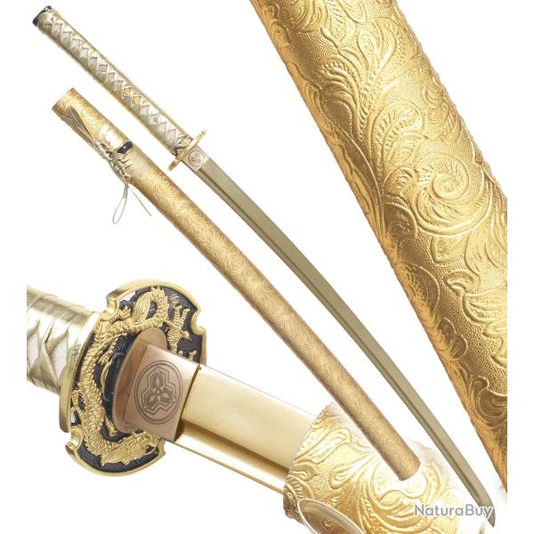 Danzan Katana Forg� Gold Dragon Sabre Tranchant Epee - Maru 1045 Katana Japonais Repliksword