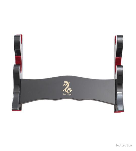 Accessoire Collection Armes Support Mural Pour Épées Katana - 3 Niveaux Rembourrés - Noir Et Velours Rouge Support Samouraï