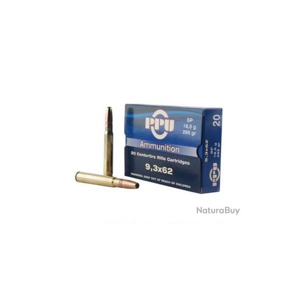 Munitions PARTIZAN calibre 9.3x62 Soft Point 285gr - 18.5g x20