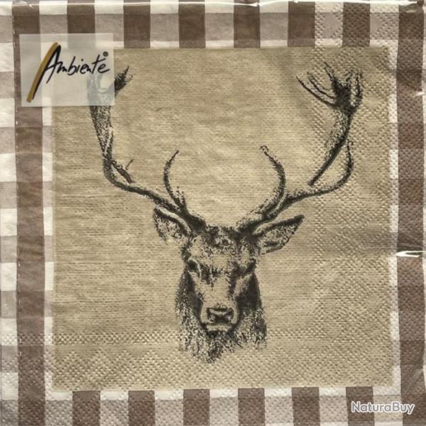 Serviettes de table papier t�te de cerf