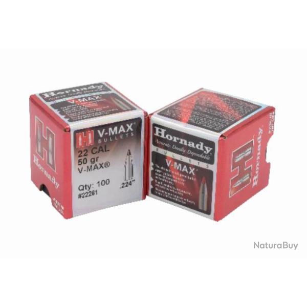 Ogives HORNADY Cal. 22 .224 50grs V-MAX 22261 - Boite de 100 unit�s