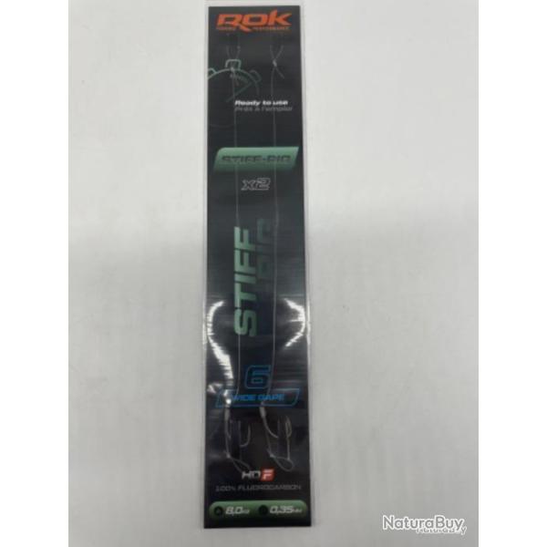 2 bas de ligne carpe Rok Stiff Rig 6 Wide Gape