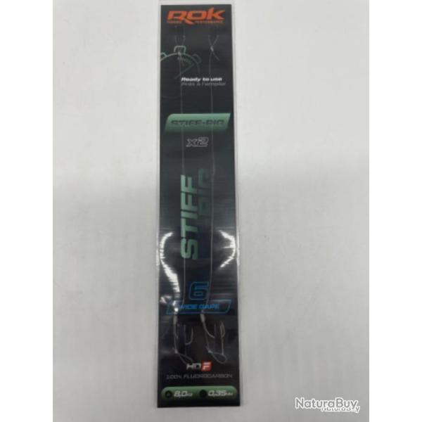 2 bas de ligne carpe Rok Stiff Rig 6 Wide Gape