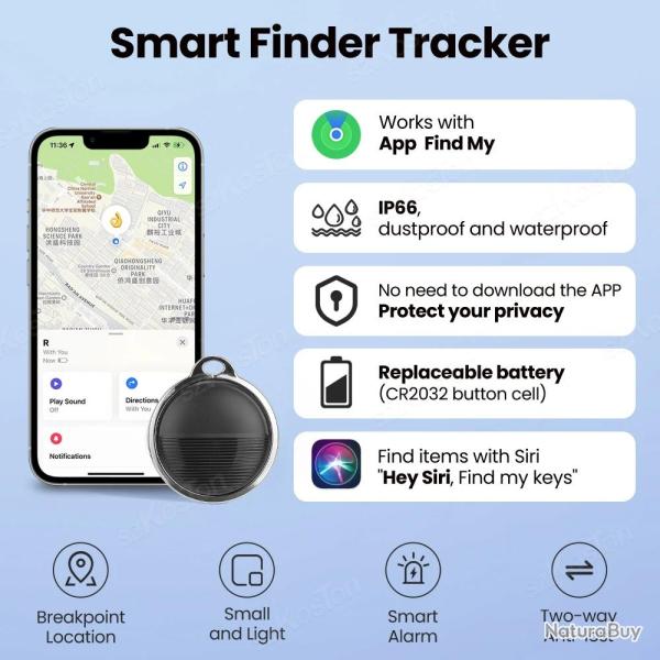 Traqueur GPS Smart AirTag pour iPhone Apple Find My, Couleur: 1pc