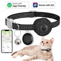 Collier Chat GPS Smart AirTag pour iPhone Apple Find My -Noir 20260729082522