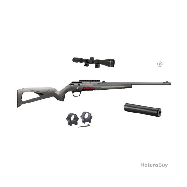 Pack Carabine WINCHESTER xpert compo cal.22lr 1/2x20 canon46cm+lunette3-9x40+colliers+silencieux