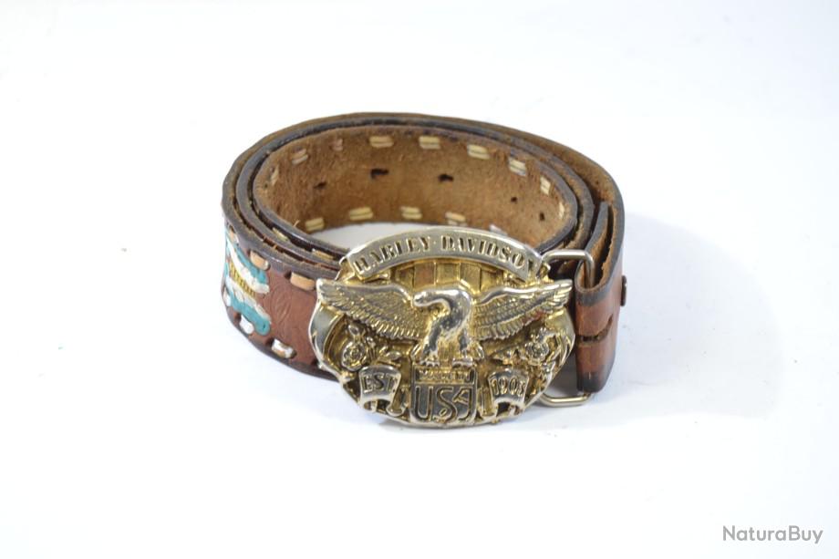 Ceinture Vintage Harley-Davidson - Boucle Cincos Imperial - Cuir Marron Taille 38 - Occasion