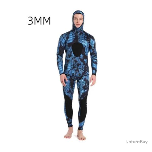 Combinaison de plong�e � capuche CamSolomon en n�opr�ne, 3mm, deux pi�ces plong�e sous-marine