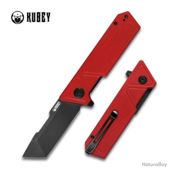 Couteau Kubey Avenger Red Lame Tanto Acier D2 Manche G10 IKBS Linerlock Clip KUB104D