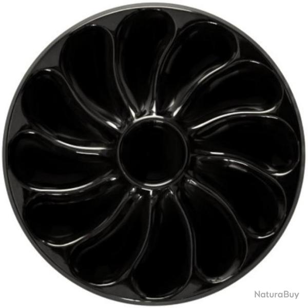 Assiettes A Huitres  NOIRE 12 Compartiments +1 Pour Le Citron, Sauce. Fabrication Franaise  20 Cm