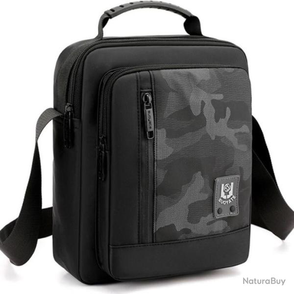 Sacoche Pochette Homme Sac � Bandouli�re Imperm�able Toile avec poign�e Noir