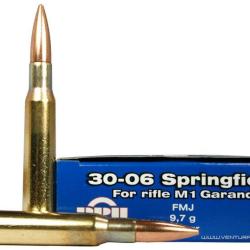 Cartouches PPU Calibre 30-06 SPRINGFIELD SPECIAL GARAND FMJ 150grs - Boite de 20 unit&eacute;s