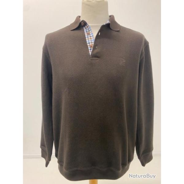 Sweat col boutonn� chocolat - LOVERGREEN