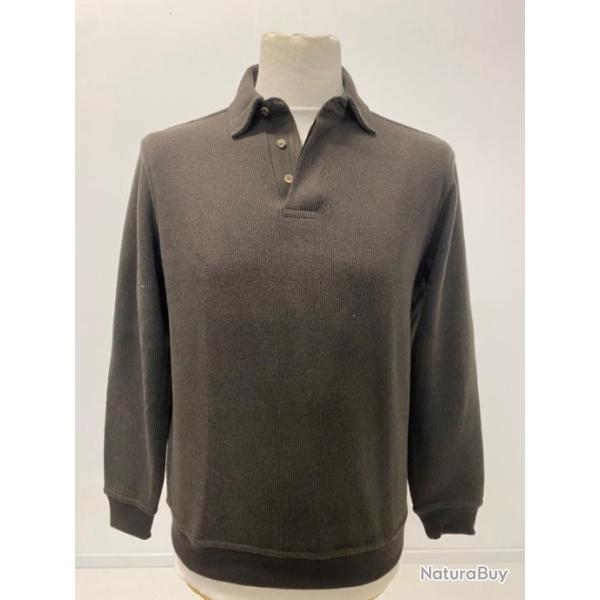 Sweat col boutonn�e marron - LOVERGREEN