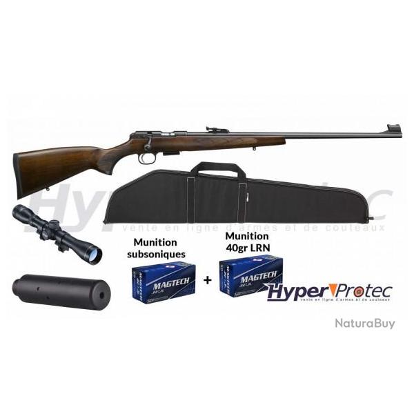 Pack Carabine 22lr CZ 457 Luxe + Lunette + Silencieux + Housse