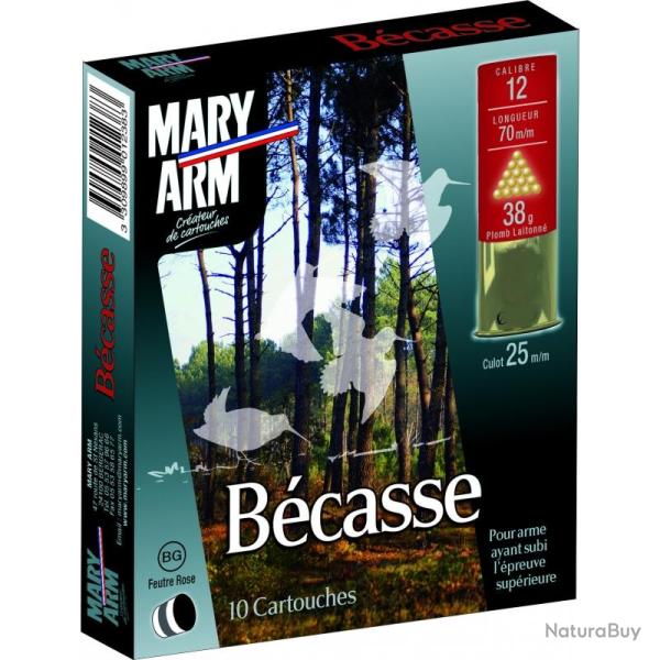 Cartouches MARY ARM BECASSE - Cal: 12/70 - 38gr - N�10 - BG: Feutre Rose - X10