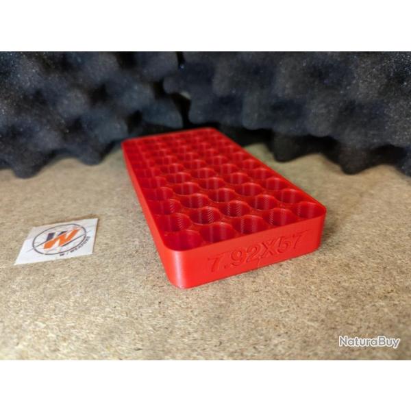 Plateau pour Rechargement - Calibre 7.92 x 57 Rangement pour 50 cartouches BLEU - Impression 3D