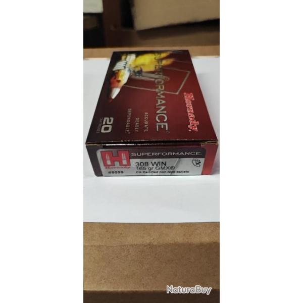 *PROMO* 20 MUNITIONS HORNADY 308 WIN 165GR GMX SUPERFORMANCE