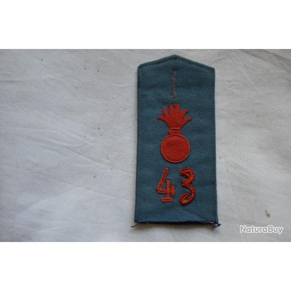 PATTE D'EPAULE ALLEMANDE ARTILLERIE DE CAMPAGNE n�43-GERMAN SHOULDER BOARDS FAR 43-1� WW-GUERRE 1914