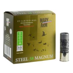 Cartouches MARY ARM STEEL 38 MAGNUM - Cal 12/76 38gr N&deg;3+4 X25