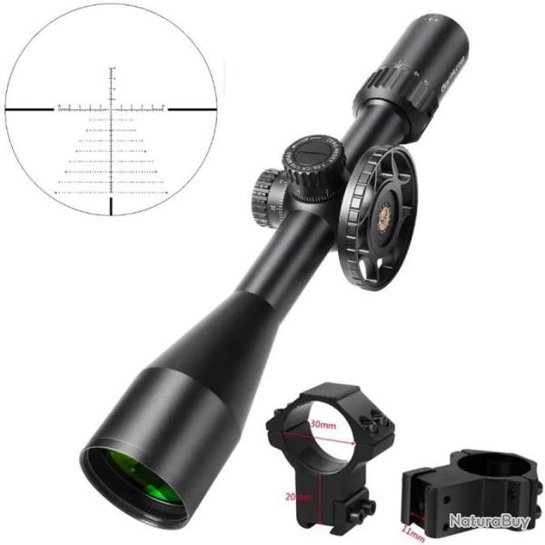 Lunette HD Gen2 6-24x50 FFP Zero Reset R�ticule Grav� Collier 11mm Haut Tactique Chasse WestHunter