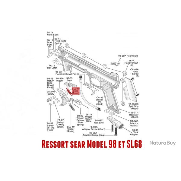 Ressort sear Tippmann 98 Custom Old Model et Sl68 -11908