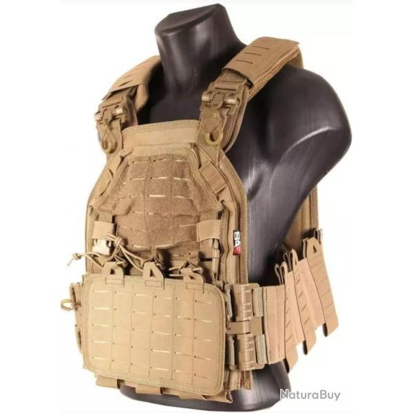 Veste tactique Porte Plaque Airsoft detache rapide - Coyote - Swiss Arrms