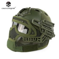 Casque tactique Emerson G4 PJ int&eacute;gral +grille - Olive