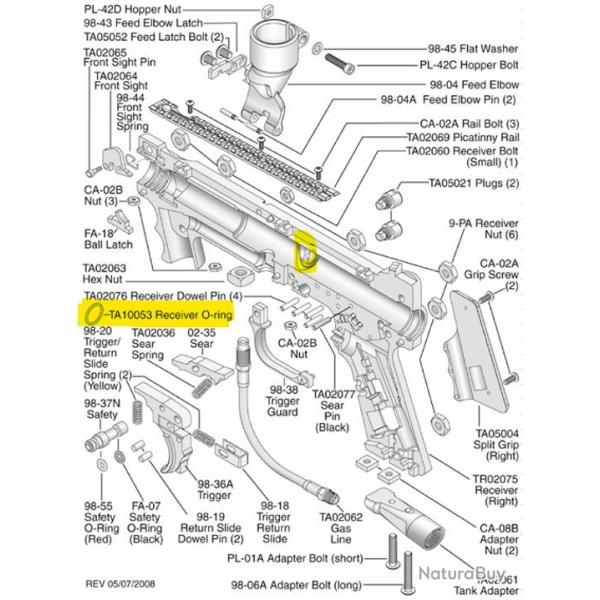 Tippmann 98 Ps - A5 -X7 Receiver O-Ring -11929