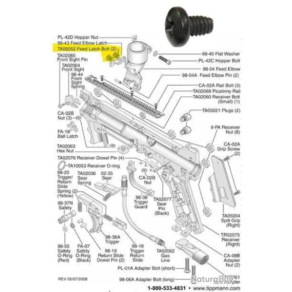 TIPPMANN 98 Feed latch screw (98-42) - 11836
