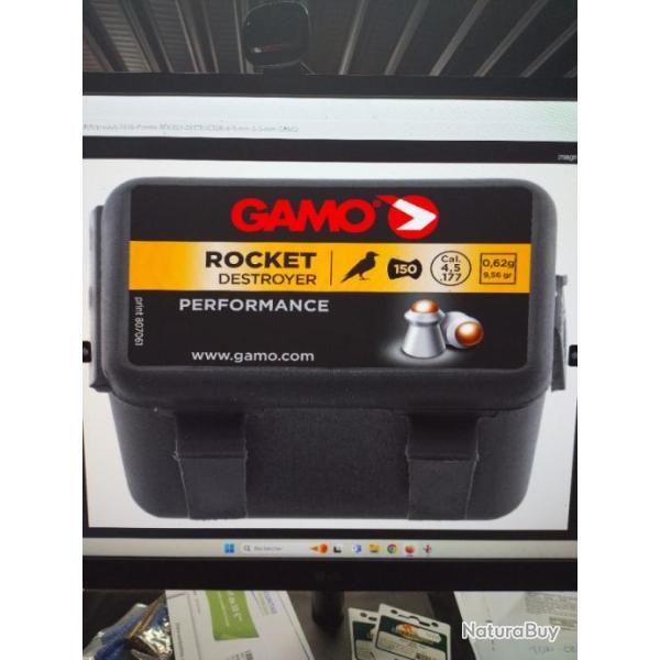 Plombs gamo rocket chasse calibre 4.5