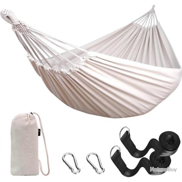 Hamac d'Ext�rieur en Toile Charge 300kg Doux et respirant - Blanc- Livraison gratuite