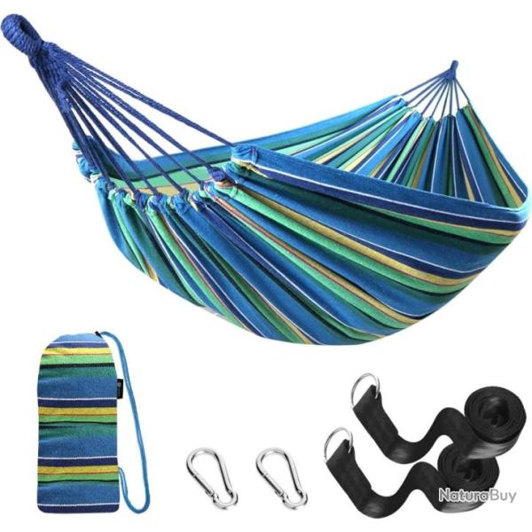 Hamac Portable 2 Personnes Coton Haute R�sistance Lit Camping Jardin Chasse