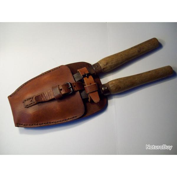 militaria ww1 �tui cuir  de petite pince peugeot fr�res coupe barbel� 14/18 poilu tranch�e
