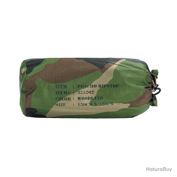 Poncho r�sistant en Ripstop (Couleur Camouflage Woodland)